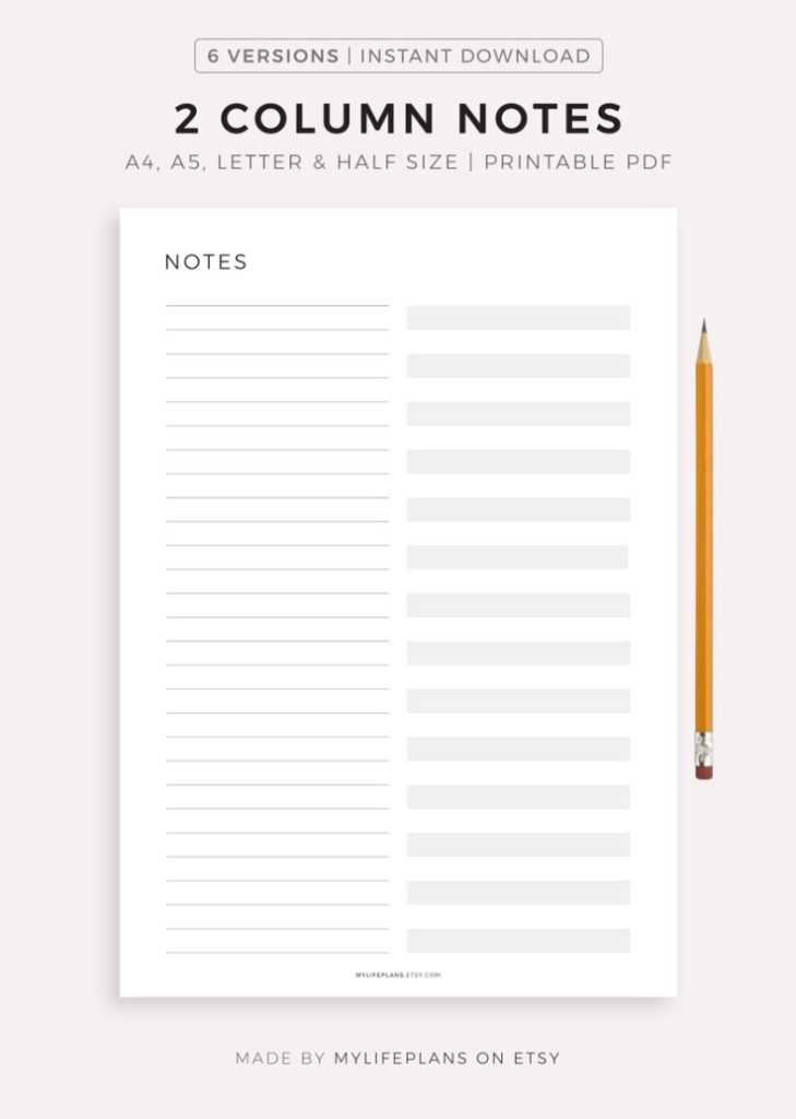 Two Column Notes Template