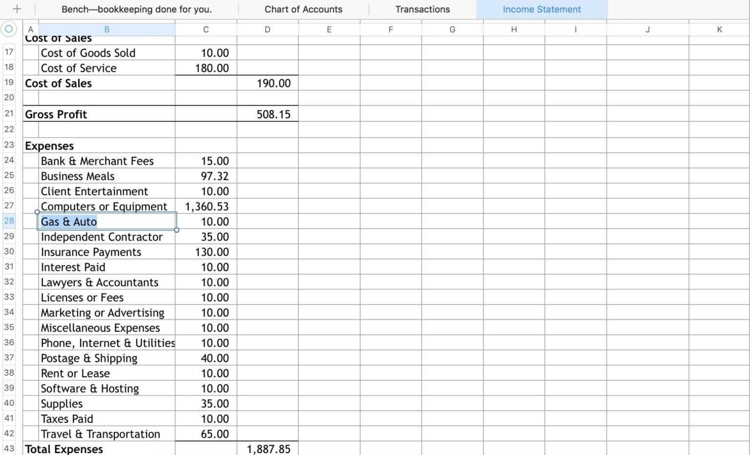 Bookkeeping Templates For Small Business Excel