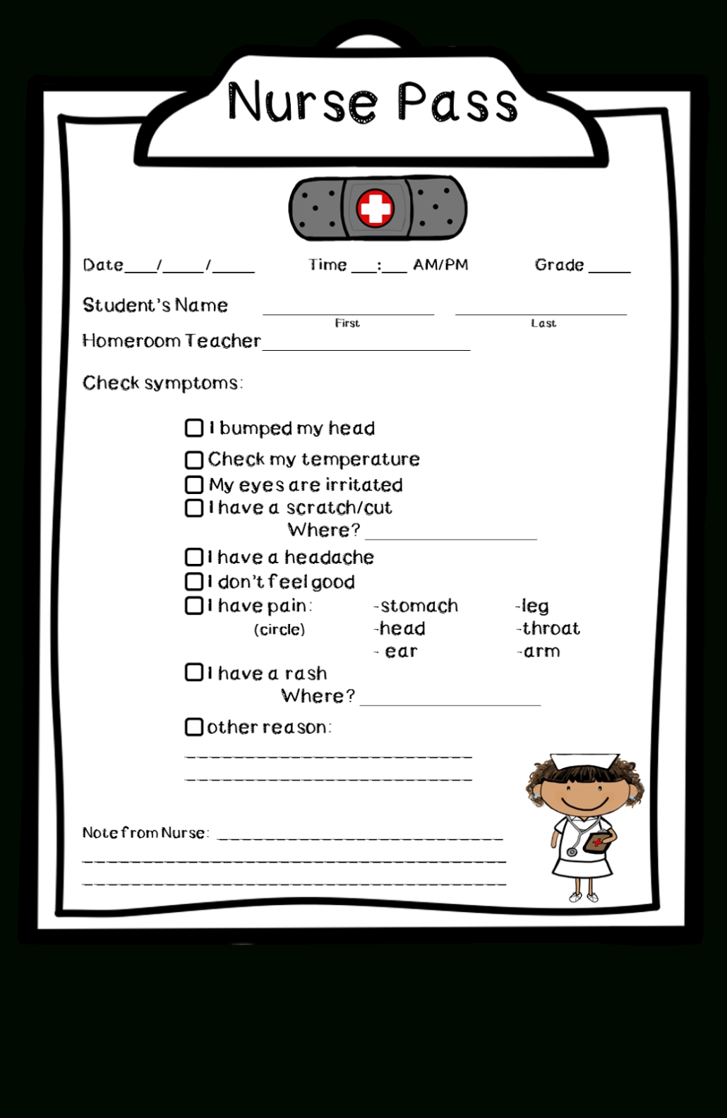 Iteach Inside Nurse Notes Template