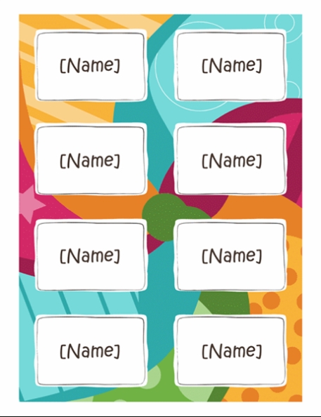 Name Badges (Bright Design, 8 Per Page, Works With Avery 5395 And Regarding Word Label Template 8 Per Sheet